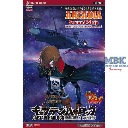 Hasegawa Captain Harlock Space Pirate Battleship Arcadia 2nd Ship Dimension Voyage Phantom Death Shadow (Ltd Edition) (Re-Issue) 1/1500